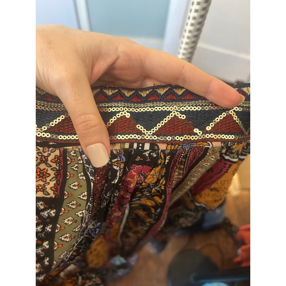 Jaase Boho Patchwork Wide Leg Pants Multi Color F… - image 8